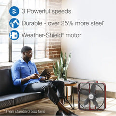Lasko 20" 3-Speed Pro Power™ Industrial Grade Box Fan (red)