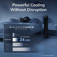 Lasko WhisperForce™ DC 36" Tower Fan (12-speed, remote, timer, air filtration, black)