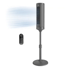 Lasko RTF100 54" Oscillating 8-Speed DC Motor Pedestal Tower Fan with Remote: Gray