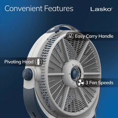 Lasko Wind Machine® 20" Air Circulator Floor Fan (3-speed, manual, 360° airflow, gray)