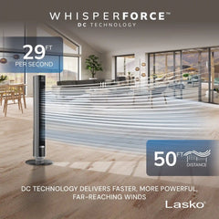 Lasko WhisperForce™ DC 40" Tower Fan (12-speed, remote, timer, air filtration, black)