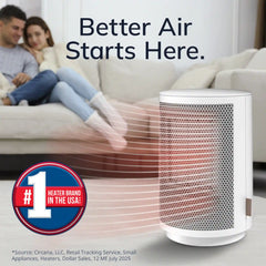 Lasko 9" Table Top Heater (2 heat settings, manual, timer, oscillation, tip-over switch, white)