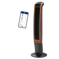 Lasko Wind Curve® 42" Tower Fan (3-speed, remote, timer, bluetooth, black/woodgrain)