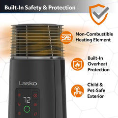 Lasko 1500W Full Circle Warmth Ceramic Tower Space Theater with Remote Control, CT24362, Black