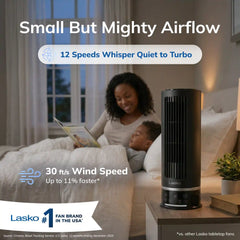 Lasko WhisperForce™ DC 14" Table Top Fan (12-speed, remote, timer, black)