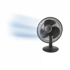 Lasko 12" Table Top Fan (3-speed, manual, 180° oscillation, black)