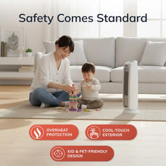 Lasko 23" Ceramic Tower Heater (2 heat settings, timer, thermostat, silver)