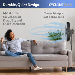 Lasko Cyclone® Max 18" Pedestal Fan (4-speed, remote, timer, black)