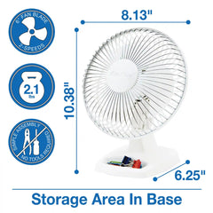 Air King 6" Table Top Fan (2-speed, manual, white)