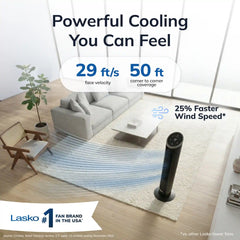 Lasko WhisperForce™ DC 36" Tower Fan (12-speed, remote, timer, air filtration, black)