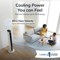 Lasko WhisperForce™ DC 42" Tower Fan (12-speed, remote, white)