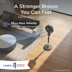 Lasko Whirlwind™ Orbital Pedestal Fan (24-speed, remote, 150° oscillation, black)