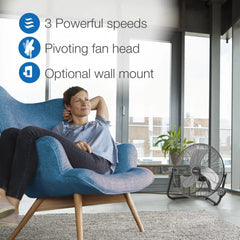 Lasko 20" High Velocity Commercial Floor or Wallmount fan with Remote Control, H20660, Black