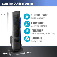 Lasko Misto® 42" Misting Outdoor Tower Fan (4-speed, 9’ hose, GFCI, black)