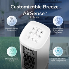 Lasko High Velocity WhisperForce™ DC 35" Tower Fan (12-speed, remote, timer, 90° oscillation, air filtration, black)