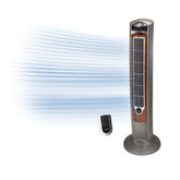Lasko Wind Curve® 42" Tower Fan (3-speed, remote, timer, gray/woodgrain)