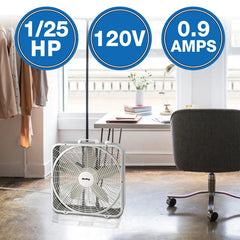 Air King 20" Commercial Grade Box Fan (3-speed, white)