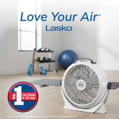 Lasko Wind Machine® 20" Air Circulator Floor Fan (3-speed, manual, 360° airflow, light gray)