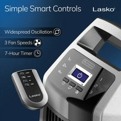 Lasko High Velocity 35" Tower Fan (3-speed, remote, timer, silver/black)