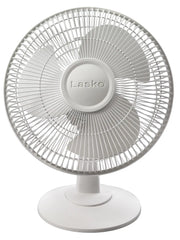 Lasko 12" Table Top Fan (3-speed, manual, 180° oscillation, white)