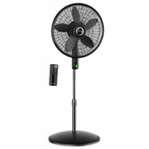 Lasko WhisperForce™ 18" 4-speed EcoQuiet DC Motor Pedestal Fan with Remote & Timer (black, model S18708)