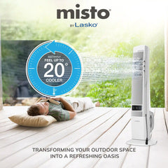 Lasko YF321 42" Misting Outdoor Tower Fan with 10-Foot Power Cord and 4 speeds: White