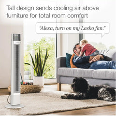 Lasko Xtra Air 48" Tower Fan (4-speed, remote, timer, alexa enabled, white)