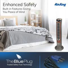 Air King Wind Curve® 42" Tower Fan (3-speed, ionizer, brown/tan)