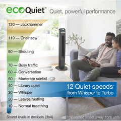 Lasko EcoQuiet DC 42" Tower Fan (12-speed, remote, timer, black)