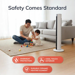 Lasko 1500W Electric All Season Tower Fan & Space Heater with Timer and Remote, FH500, White