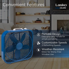 Lasko Cool Colors Box Fan (blue)