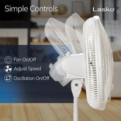 Lasko 16" Pedestal Fan (3-speed, manual, white)
