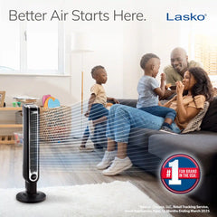 Lasko 36" Tower Fan (3-speed, remote, timer, 60° oscillation, black)