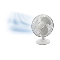 Lasko 12" Table Top Fan (3-speed, manual, 180° oscillation, white)