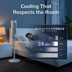 Lasko RTF WhisperForce™ DC 54" Pedestal Tower Fan (8-speed, remote, timer, white)