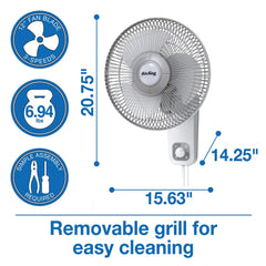 Air King 12" 1/50 HP Commercial Grade Wall Mount Fan (3-speed, manual, white)