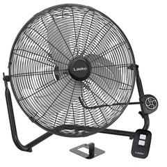 Lasko 20" High Velocity Commercial Floor or Wallmount fan with Remote Control, H20660, Black