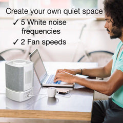 Lasko SlumberBreeze 2-in-1 Table Fan and White Noise Machine, SB101, White