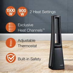 Lasko Air Logic 27" Bladeless Tower Heater (2 heat settings, remote, timer, black)