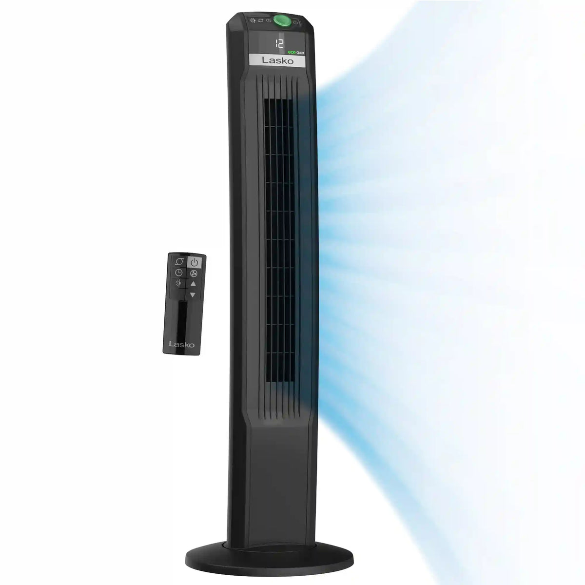 Lasko EcoQuiet DC 42" Tower Fan (12-speed, remote, timer, black)