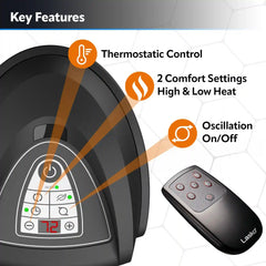 Lasko 23" Ceramic Tower Heater (2 heat settings, remote, timer, thermostat, tip-over switch, black)