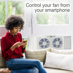Lasko Electrically Reversible Twin Window Fan with Bluetooth Technology, W09560, White