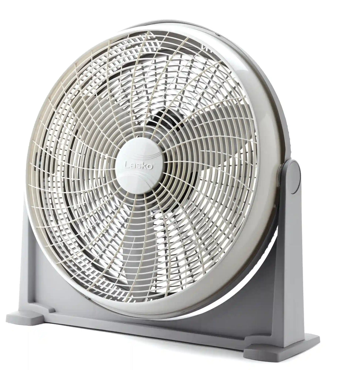 Lasko 20" Air Circulator Floor Fan (3-speed, manual, 360° airflow, silver)