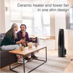 Lasko 1500W Electric Oscillating All Season Tower Fan and Space Heater with Remote, FHV801, Black