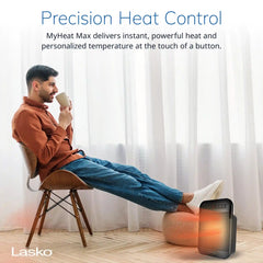 Lasko CD09101 MyHeat Max 9" Digital Ceramic Space Heater with Tip Switch, Black