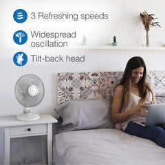 Lasko 12" Table Top Fan (3-speed, manual, white)