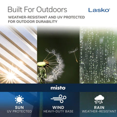 Lasko YF321 42" Misting Outdoor Tower Fan with 10-Foot Power Cord and 4 speeds: White
