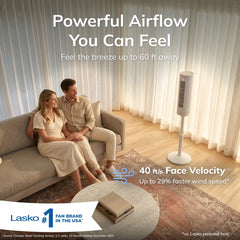 Lasko RTF WhisperForce™ DC 54" Pedestal Tower Fan (8-speed, remote, timer, white)