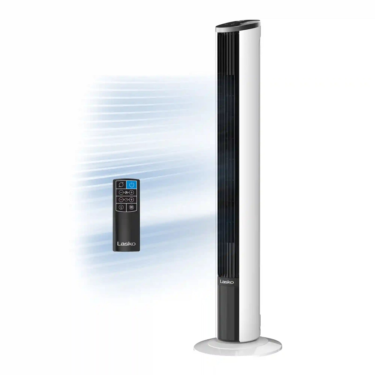 Lasko WhisperForce™ DC 42" Tower Fan (12-speed, remote, white)