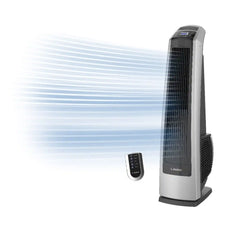 Lasko High Velocity 35" Tower Fan (3-speed, remote, timer, silver/black)